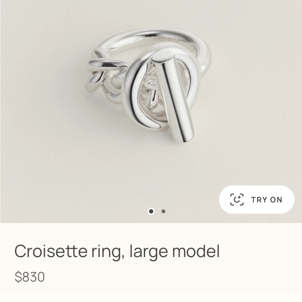Hermes silver ring croissette new full set size 52 - Picture 2 of 4